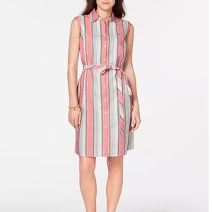 NWT Tommy Hilfiger Striped Belted Shirtdress Size 6